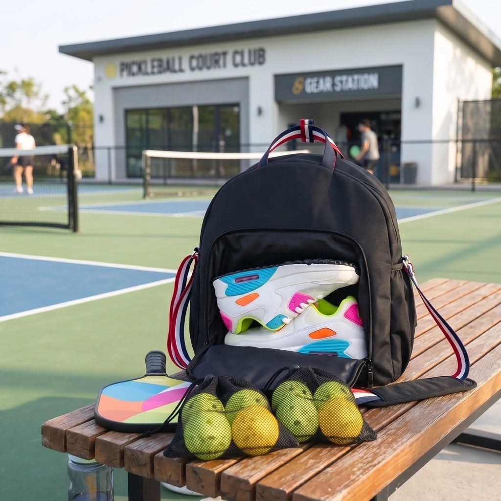 Compartiment chaussures du sac de sport pickleball ouvert